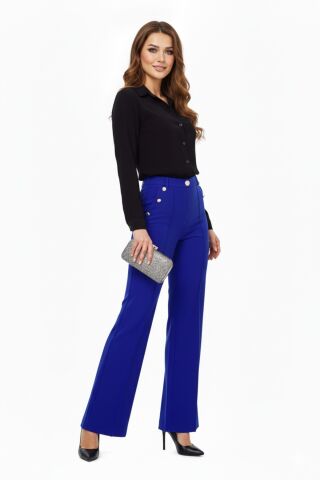 Kadın İspanyol Paça Pantolon BGL-ST03692 SAKS MAVİ - 38