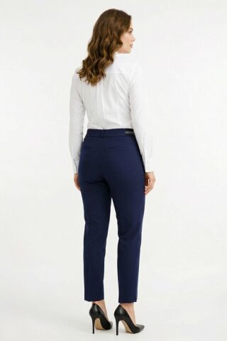 Kadın Kumaş Bilek Pantolon Bel Yarım Lastikli BGL-ST05388 LACİVERT - 50