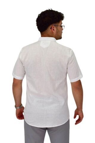 Erkek Pamuklu Yazlık Kısa Kol Gömlek 9664 BGL-ST04595 BEYAZ - 4XL