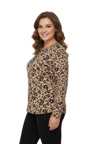 Kadın V Yaka Baskılı 2 Düğmeli Bluz BGL-ST05093