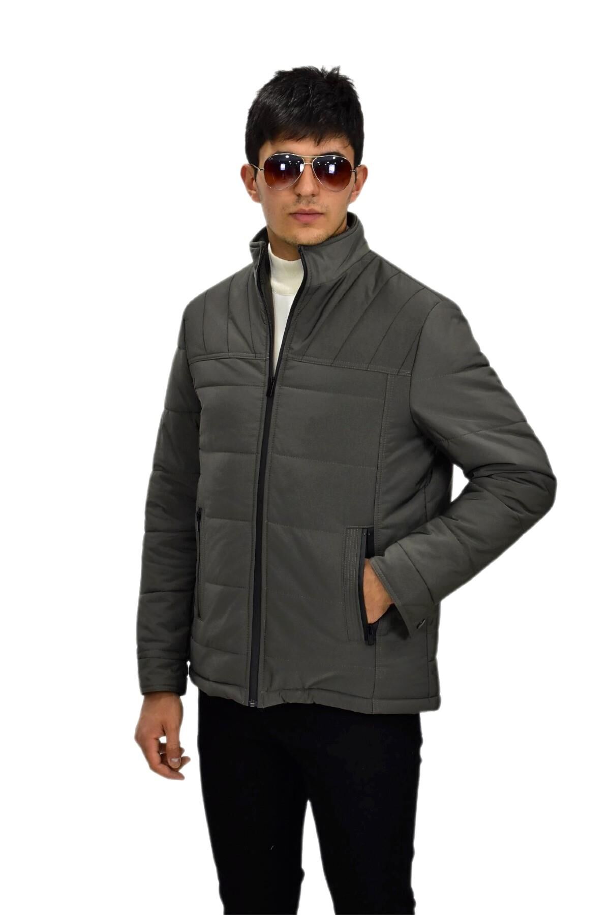 Erkek Spor Hakim Yaka Mont  M3098 BGL-ST03240 HAKİ - 2XL