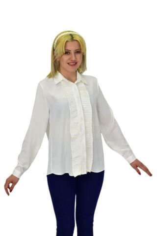 Kadın Önü Piliseli Gömlekli BGL-ST03714 KREM - 38