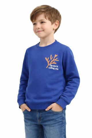 Erkek Çocuk Önü Baskılı Sweatshirt BGL-ST05238 İNDİGO - 8 YAŞ