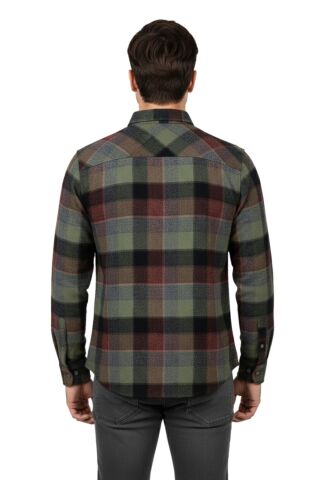 Erkek Kışlık Slim Fitt Uzun Kol Çift Cep Kapak Gömlek 2417 BGL-ST04798 KİREMİT - S
