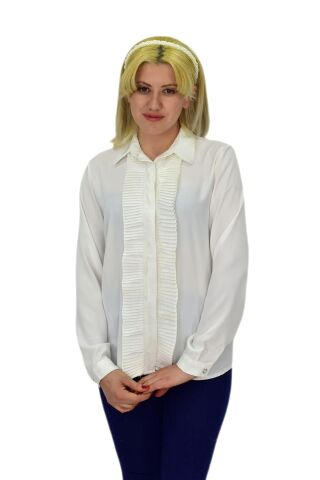 Kadın Önü Piliseli Gömlekli BGL-ST03714 KREM - 42