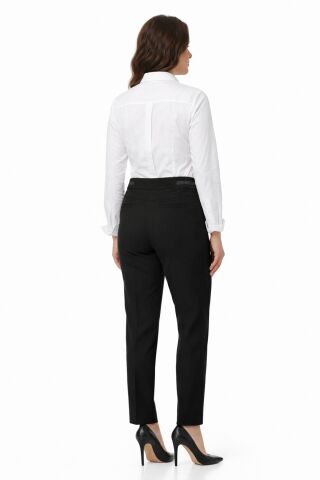 Kadın Kumaş Bilek Pantolon Bel Yarım Lastikli BGL-ST05388 SİYAH - 50