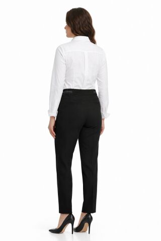 Kadın Kumaş Bilek Pantolon Bel Yarım Lastikli BGL-ST05388 SİYAH - 50