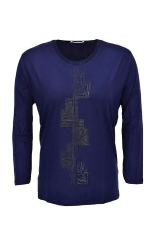 Kadın Uzun Kol Taşlı Bluz BGL-ST03787