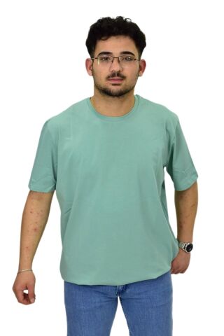 Erkek Büyük Beden Sıfıryaka Düz Likra Süprem Tişört 4385 BGL-ST04529 A.KAHVE - 4XL