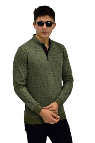 Erkek Polo Yaka Sweatshirt R2250 BGL-ST03196 İNDİGO - L