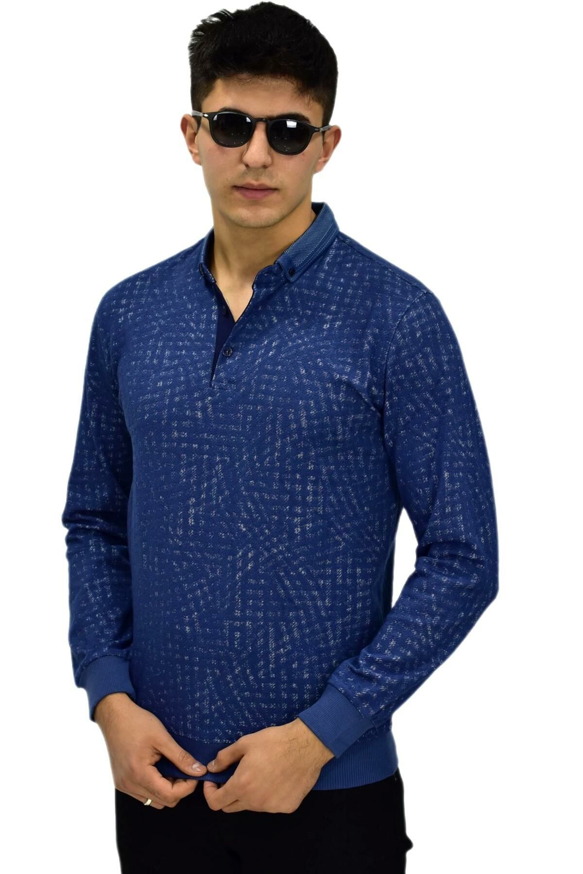 Erkek Polo Yaka Sweatshirt R2250 BGL-ST03196