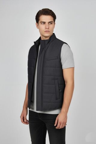 Erkek Spor Hakim Yaka Yelek Regular Kalıp 959-309 BGL-ST04875 ANTRASİT - L