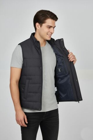 Erkek Spor Hakim Yaka Yelek Regular Kalıp 959-309 BGL-ST04875 ANTRASİT - L