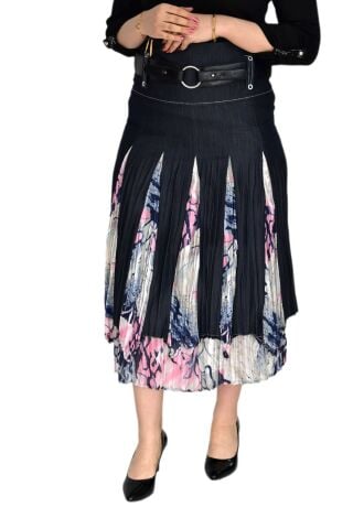 Kadın Şifon Parşalı Kraş Etek NS-21982