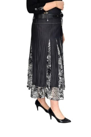 Kadın Şifon Parşalı Kraş Etek NS-21982