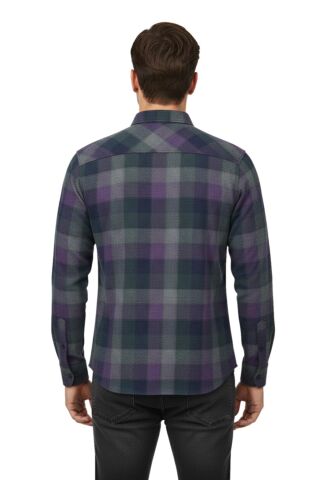Erkek Kışlık Slim Fitt Uzun Kol Çift Cep Kapak Gömlek 2417 BGL-ST04798 MOR - S