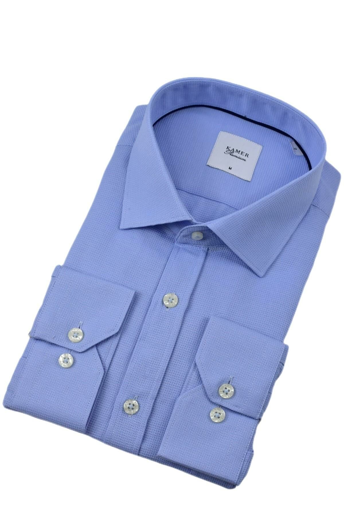 Erkek Klasik Petek Doku  Uzun Kol Gömlek 3718 BGL-ST04397