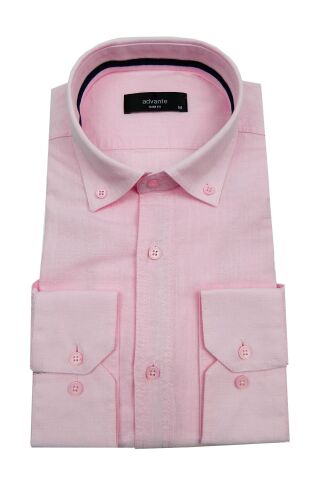 Erkek Slim Fit Keten Gömlek BGL-ST00164 MAVİ - S
