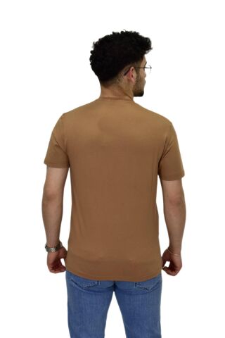 Erkek Büyük Beden Sıfıryaka Düz Likra Süprem Tişört 4385 BGL-ST04529 A.KAHVE - 5XL