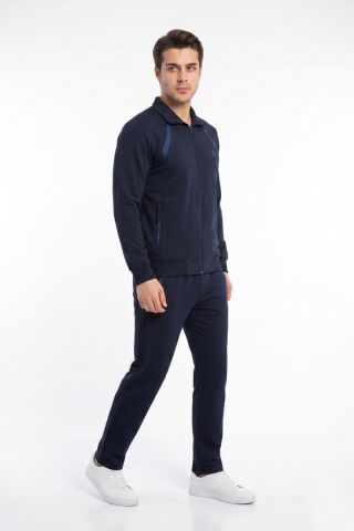 Erkek Fermuarlı Eşofman Takım Klasik Paça 3308 BGL-ST05516 LACİVERT - M