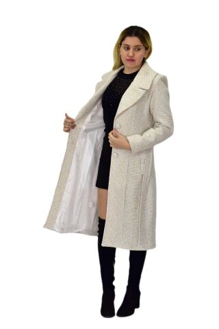 Kadın Pıtırcık Uzun Kaşe Kaban BGL-ST04121 KREM - 44