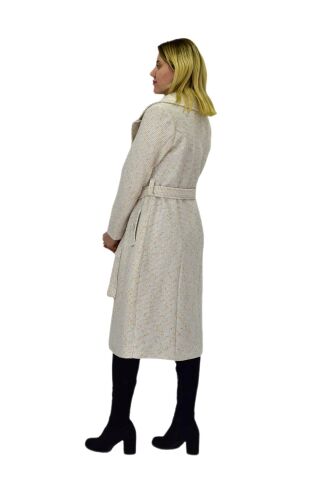 Kadın Pıtırcık Uzun Kaşe Kaban BGL-ST04121 KREM - 44