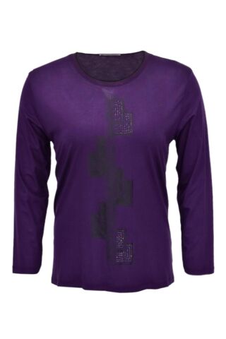 Kadın Uzun Kol Taşlı Bluz BGL-ST03787 MÜRDÜM - L