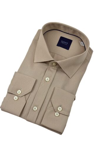 Erkek Klasik Petek Doku  Uzun Kol Gömlek 3718 BGL-ST04397 CAMEL - M