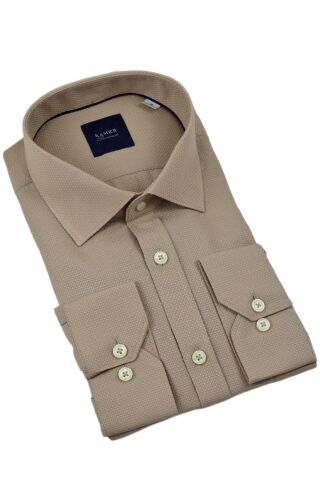 Erkek Klasik Petek Doku  Uzun Kol Gömlek 3718 BGL-ST04397 CAMEL - M