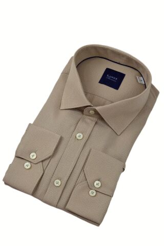 Erkek Klasik Petek Doku  Uzun Kol Gömlek 3718 BGL-ST04397 CAMEL - M