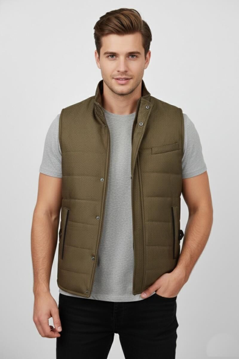 Erkek Spor Hakim Yaka Yelek Regular Kalıp 959-309 BGL-ST04875 CAMEL - M