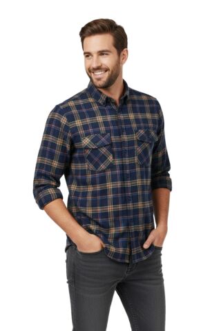Erkek Kışlık Slim Fitt Uzun Kol Çift Cep Kapak Gömlek 2418 BGL-ST04799 LACİVERT - S
