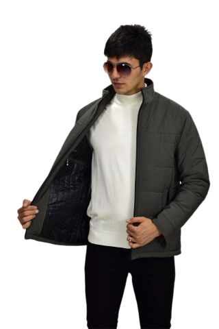 Erkek Büyük Beden Spor Hakim Yaka Mont  M3098 BGL-ST03241 HAKİ - 3XL