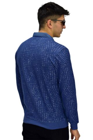 Erkek Polo Yaka Sweatshirt R2250 BGL-ST03196 İNDİGO - L