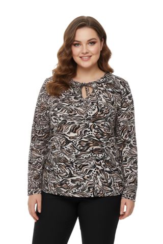 Kadın Baskılı Yaka Bağlamalı Bluz BGL-ST05099