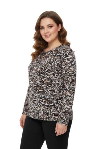 Kadın Baskılı Yaka Bağlamalı Bluz BGL-ST05099