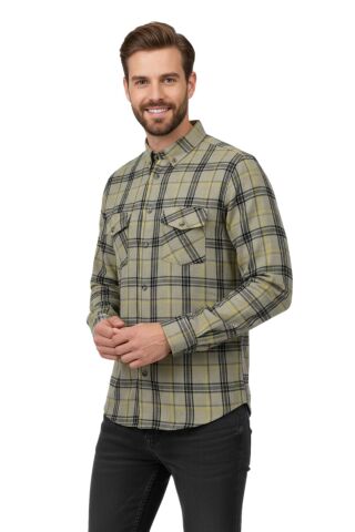 Erkek Kışlık Slim Fitt Uzun Kol Çift Cep Kapak Gömlek 2418 BGL-ST04799 BEJ - L