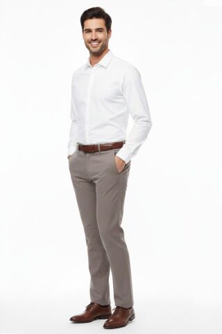 Erkek Regular Fit  Kumaş Pantolon Likra Kumaş BGL-ST05031 BEJ - 48