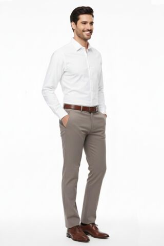 Erkek Regular Fit  Kumaş Pantolon Likra Kumaş BGL-ST05031 BEJ - 48
