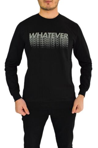 Erkek Sıfır Yaka Sweat Whatever BGL-ST01723 KAHVE - XL