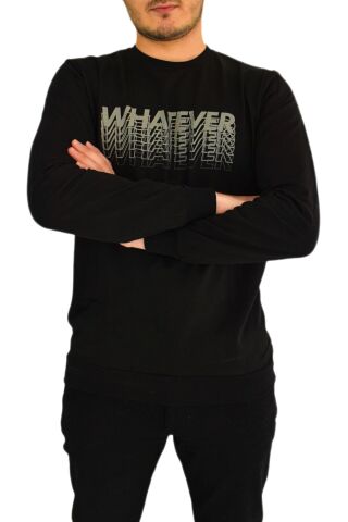 Erkek Sıfır Yaka Sweat Whatever BGL-ST01723 KAHVE - XL