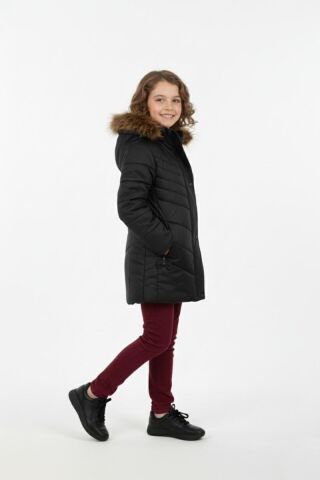 Kız Çocuk Kapüşonlu Mont BGL-ST04886 SİYAH - 14 YAŞ