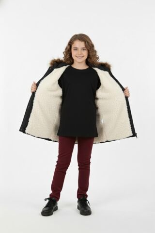 Kız Çocuk Kapüşonlu Mont BGL-ST04886 SİYAH - 14 YAŞ