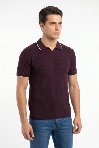 Erkek Spor Polo Yaka Triko Tişört BGL-ST05374 MÜRDÜM - L