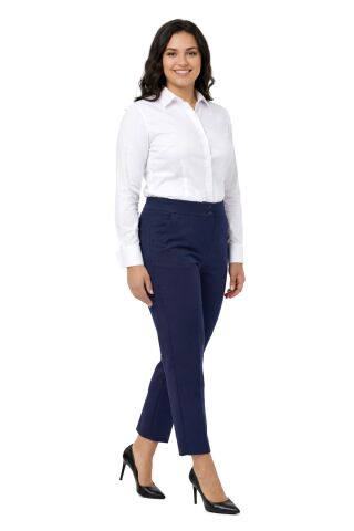 Kadın Kumaş Bilek Pantolon Bel Yarım Lastikli BGL-ST05389 LACİVERT - 42