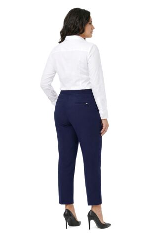 Kadın Kumaş Bilek Pantolon Bel Yarım Lastikli BGL-ST05389 LACİVERT - 42