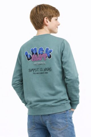 Erkek Çocuk Önü Arkası Baskılı Sweatshirt BGL-ST05237 ELMA - 16 YAŞ