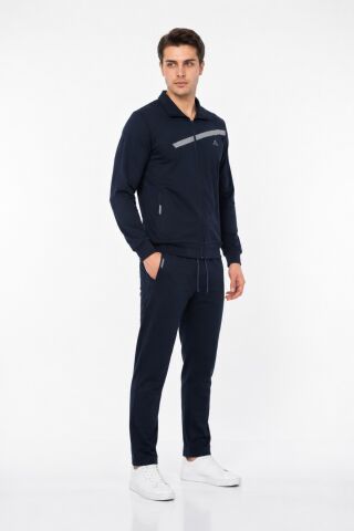 Erkek Fermuarlı Eşofman Takım Klasik Paça 3337 BGL-ST05517 LACİVERT - M