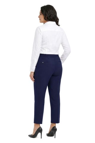 Kadın Kumaş Bilek Pantolon Bel Yarım Lastikli BGL-ST05389 LACİVERT - 46