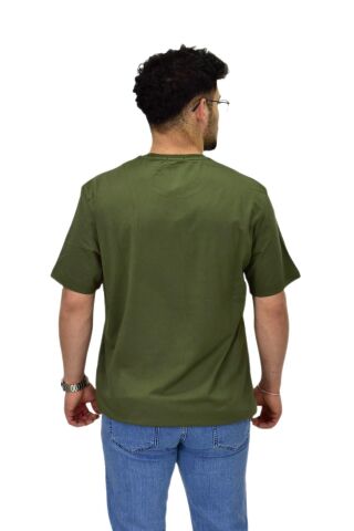 Erkek Büyük Beden Sıfıryaka Düz Likra Süprem Tişört 4385 BGL-ST04529 HAKİ - 3XL